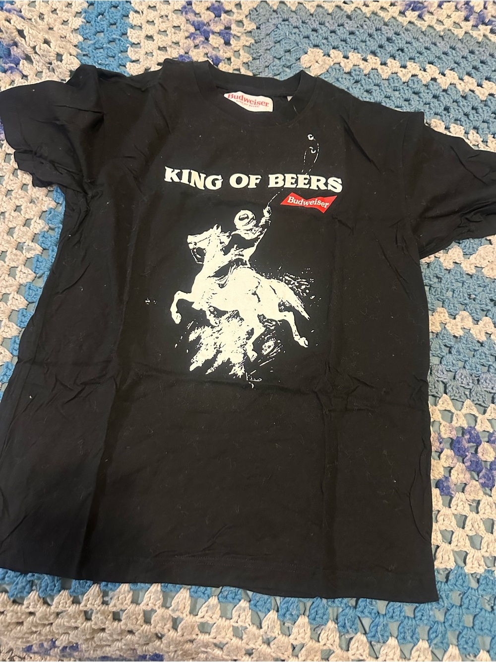 Budweiser Black Short Sleeve 'King of Beers' Graphic Tee with White Print